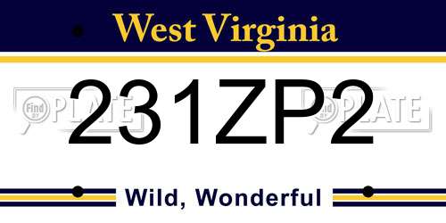 231ZP2 West Virginia License Plate