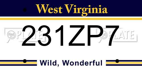 231ZP7 West Virginia License Plate