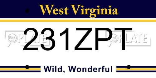 231ZPT West Virginia License Plate