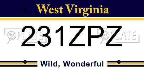 231ZPZ West Virginia License Plate
