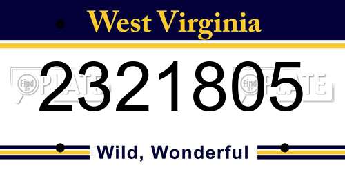 2321805 West Virginia License Plate