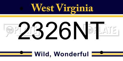 2326NT West Virginia License Plate