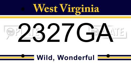 2327GA West Virginia License Plate