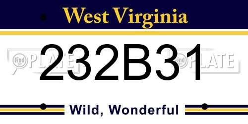 232B31 West Virginia License Plate