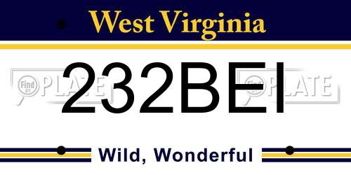 232BEI West Virginia License Plate