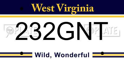 232GNT West Virginia License Plate