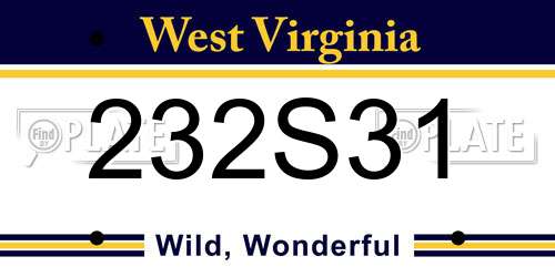 232S31 West Virginia License Plate