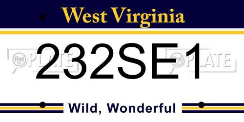 232SE1 West Virginia License Plate