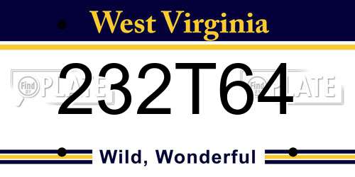 232T64 West Virginia License Plate