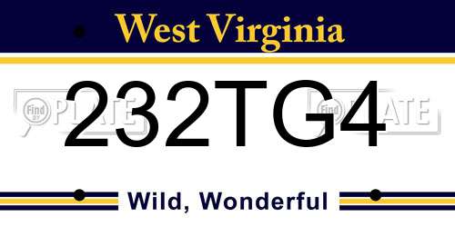 232TG4 West Virginia License Plate