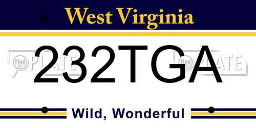 232TGA West Virginia License Plate