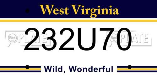 232U70 West Virginia License Plate