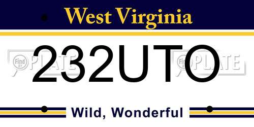 232UTO West Virginia License Plate