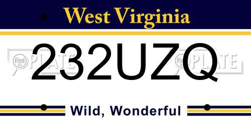 232UZQ West Virginia License Plate