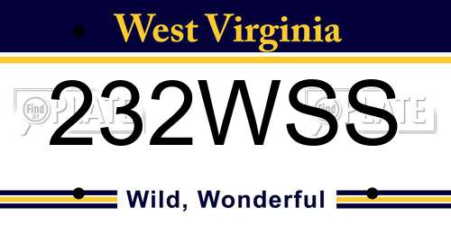 232WSS West Virginia License Plate
