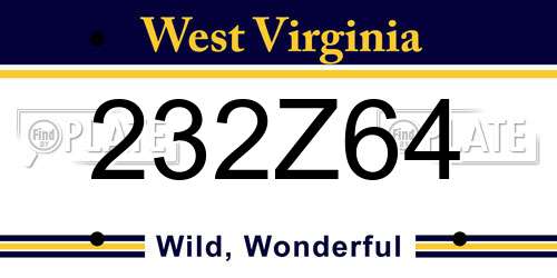 232Z64 West Virginia License Plate