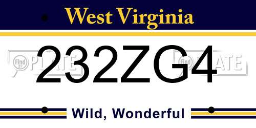 232ZG4 West Virginia License Plate