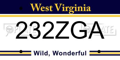 232ZGA West Virginia License Plate