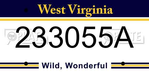 233055A West Virginia License Plate