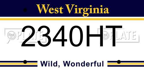 2340HT West Virginia License Plate