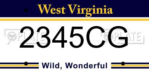2345CG West Virginia License Plate