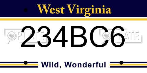 234BC6 West Virginia License Plate