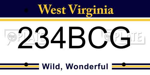 234BCG West Virginia License Plate