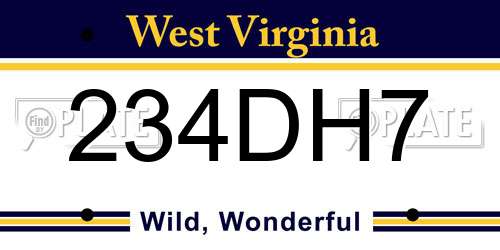 234DH7 West Virginia License Plate