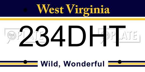 234DHT West Virginia License Plate