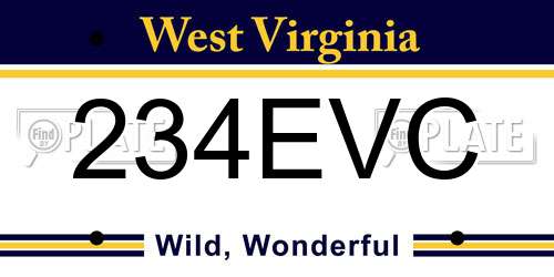 234EVC West Virginia License Plate