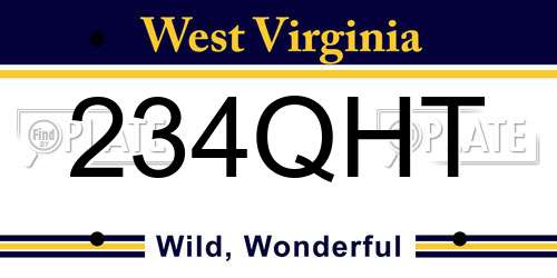 234QHT West Virginia License Plate