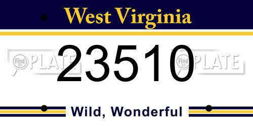 23510 West Virginia License Plate