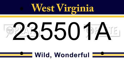 235501A West Virginia License Plate