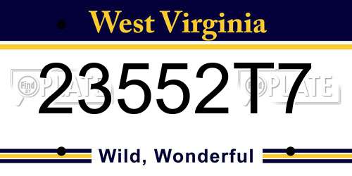 23552T7 West Virginia License Plate