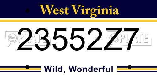 23552Z7 West Virginia License Plate
