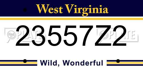 23557Z2 West Virginia License Plate