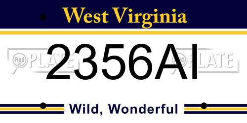 2356AI West Virginia License Plate