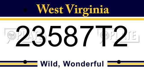 23587T2 West Virginia License Plate