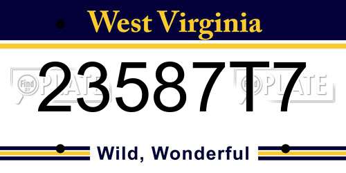23587T7 West Virginia License Plate