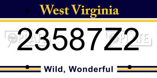 23587Z2 West Virginia License Plate