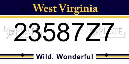 23587Z7 West Virginia License Plate