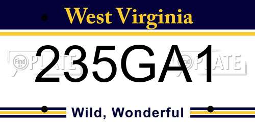 235GA1 West Virginia License Plate