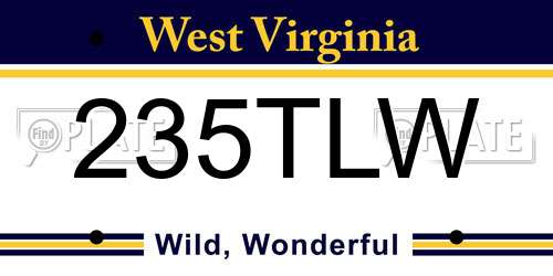 235TLW West Virginia License Plate