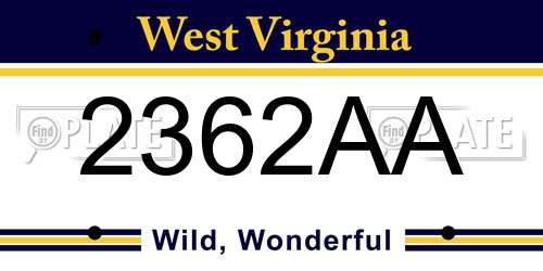 2362AA West Virginia License Plate