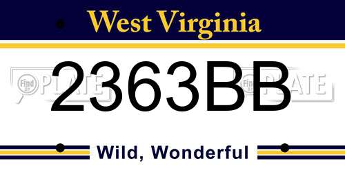 2363BB West Virginia License Plate