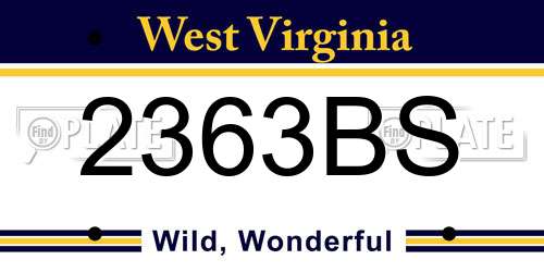 2363BS West Virginia License Plate