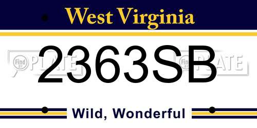 2363SB West Virginia License Plate