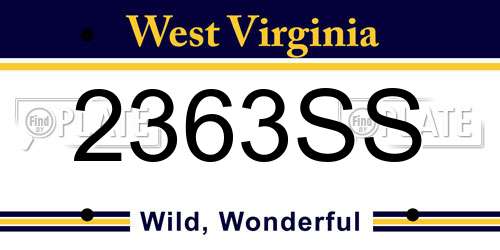 2363SS West Virginia License Plate