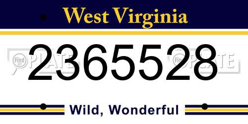 2365528 West Virginia License Plate