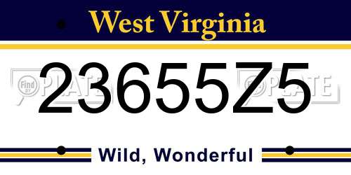 23655Z5 West Virginia License Plate